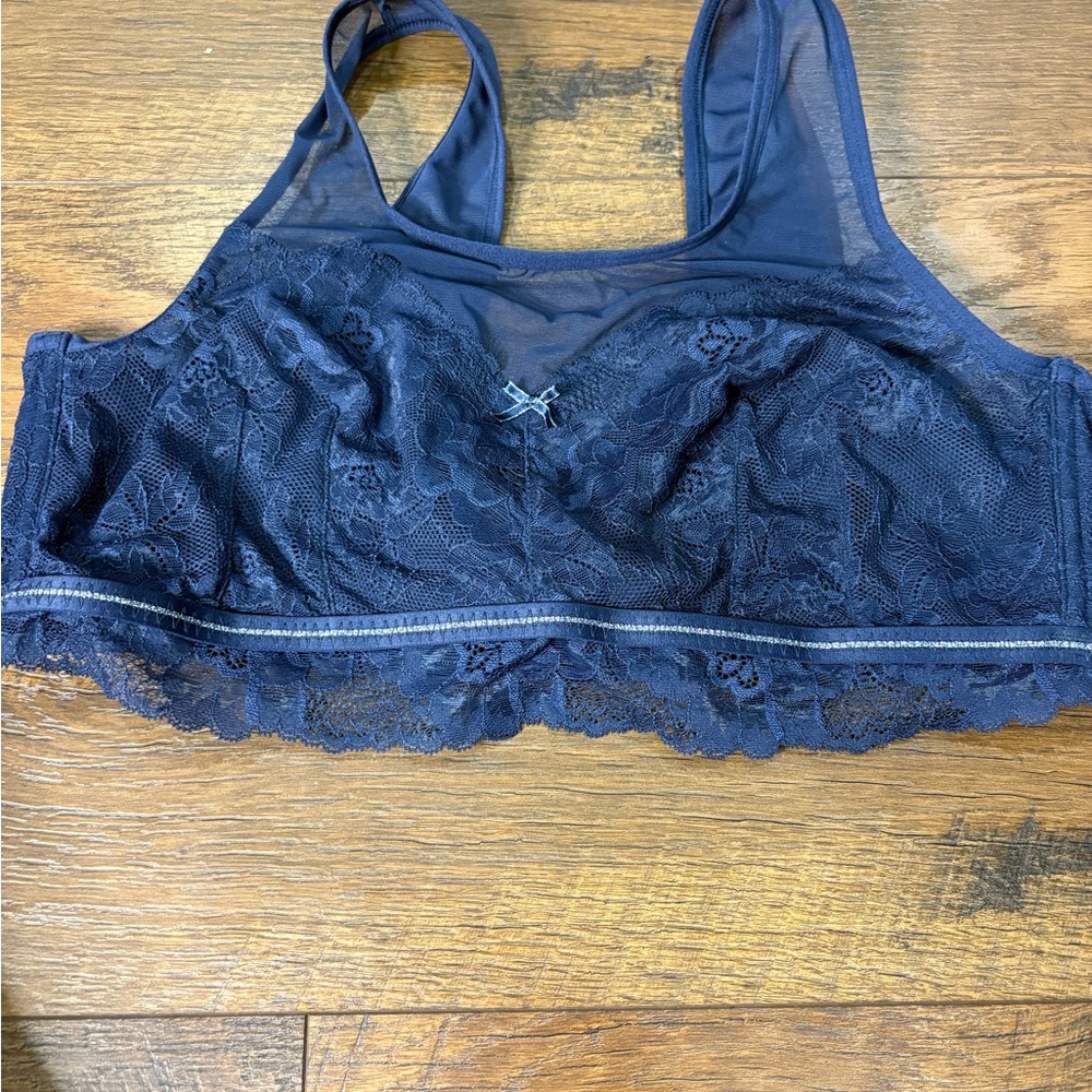 Cacique Midnight Blue Lace Bralette no wire unlined 18-20